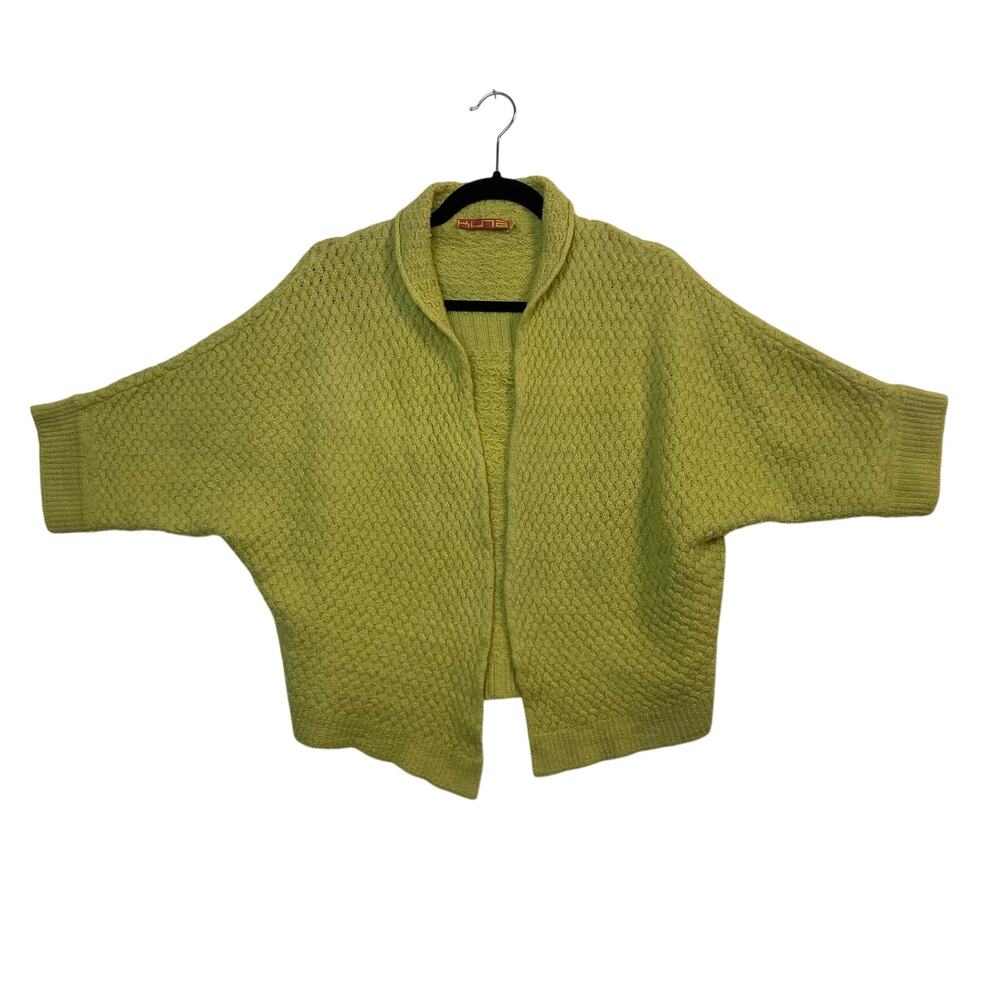 Kuna Women's 100% Alpaca Green Open Front Cardigan Sweater Medium Shrug